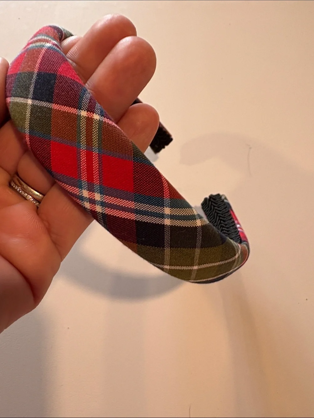 (2) Plaid Bow Headband - Red & Green